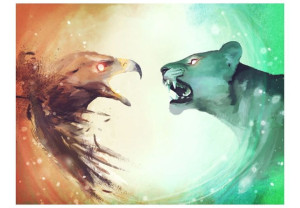 Fototapeta - Interspecies clash [Rozmiar: 350X270]