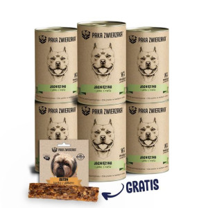 Pakiet Paka Zwierzaka Mokra Karma Dla Psa Jagnięcina Jabłko 6 x 400 g + Bat