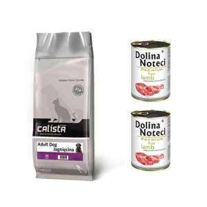 Pakiet Calista  Jagnięcina Adult Dog 12 kg + 2 x 400 g Dolina Noteci gratis