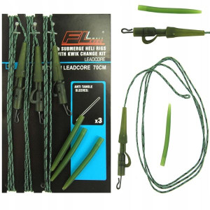 3x zestaw LEADCORE bezpieczny klips 70cm + OSŁONKI