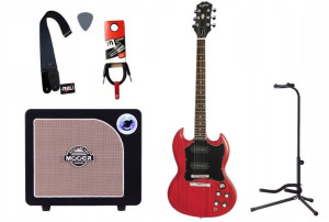 Gitara Elektryczna + Wzmacniacz 15w Kabel Zestaw
