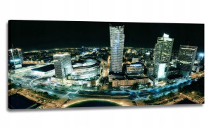 Obraz Led Lampka Kinkiet 120x50 - Warszawa Nocą