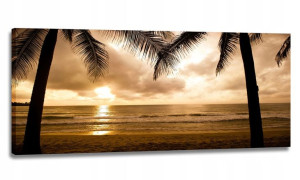 Obraz Led Lampka Kinkiet 120x50 - Palmy Plaża