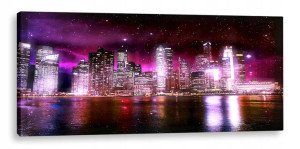 Obraz Led 120x50 Kinkiet Lampka - Miasto Noc