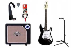 Gitara Elektryczna + Wzmacniacz 15w Kabel Zestaw
