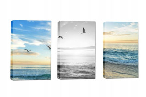 Obraz 120x60 Komplet 3el Morze Bałtyk Plaża