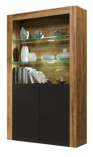 Witryna Szafka Słupek Loft Retro Dąb/czarny E114
