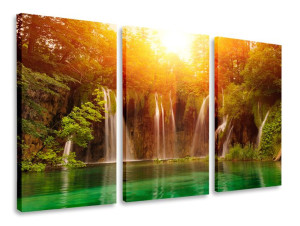 Obraz Tryptyk Staw Wodospad Tryptyki 90x50