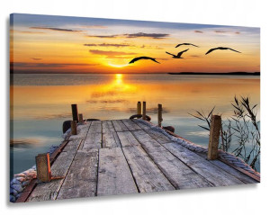 Obraz 120x80 Pomost Canvas Zachód Słońca Led