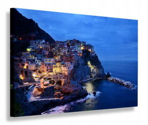 OBRAZ LED 120x80 CANVAS led lights MIASTO NA SKALE