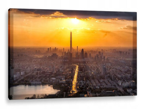 OBRAZ LED 120x80 - podświetlenie MIASTO SŁOŃCE