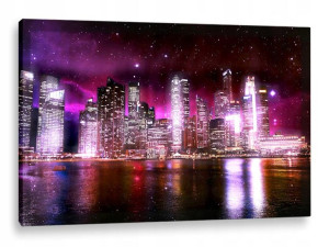 Obraz Led 120x80 Kinkiet Lampka - Miasto Noc