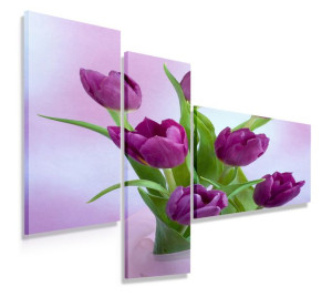 Obraz Tryptyk 150x100 Tulipany Nowoczesny