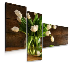 Obraz Tryptyk 150x100 Modne Tulipany Nowoczesny