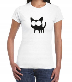 Koszulka damska t-shirt z nadrukiem KOT - M