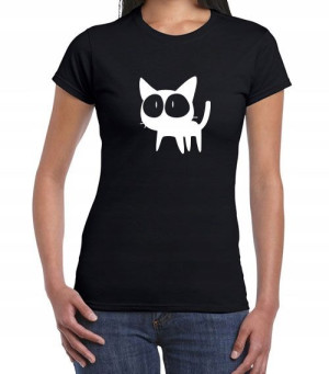 Koszulka damska t-shirt z nadrukiem KOT - XXL