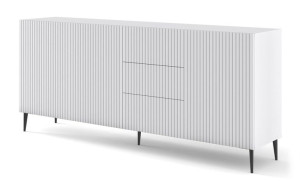 Komoda RAVENNA B 200 cm 3D3S frez biały mat na nóżkach