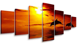 Obraz Do Salonu Delfiny 210x100 Wielki
