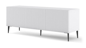 Szafka RTV RAVENNA B 150 cm 3D frez biały mat na nóżkach