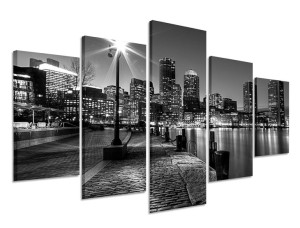 Obraz Canvas 125x70 Czarno-biały Miasto Nocą