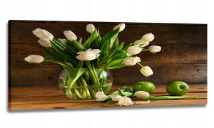 Obraz Led + Pilot 130x55 Kwiaty Tulipany