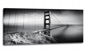 Obraz Led + Pilot 130x55 Miasto Most Szary