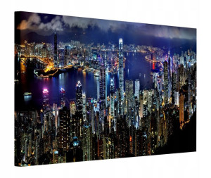 Obraz 130x90 Miasto Nocą Hong Kong