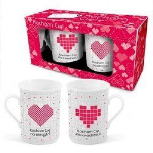 Kubek wysoki 290 ml Kocham Cię do kwadratu / Kocham Cię na okrągło 2 sztuki