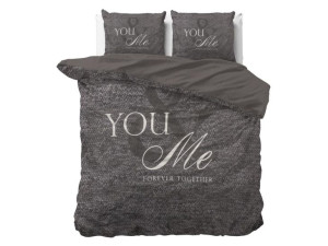 POŚCIEL PURE COTTON - Love For You and Me Antracyt 200x220