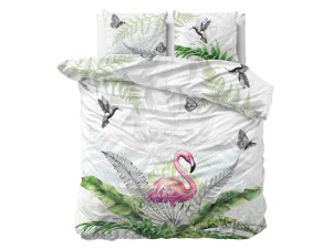 POŚCIEL PURE COTTON - Flamingo Splash Biała 220x240