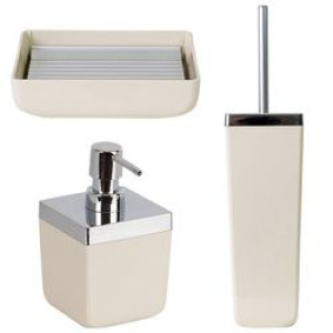 Dozownik 440ml + mydelniczka + szczotka wc Toskana beżowa