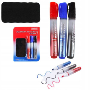 3x Marker Mazak Do Tablic Suchościeralnych +gąbka