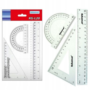 Komplet Geometryczny Linijka Ekierka Kątomierz 3el