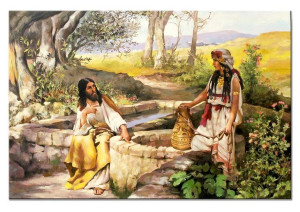 Obraz olejny ręcznie malowany 60x90cm Jezus Chrystus Jezus Chrystus i Samar
