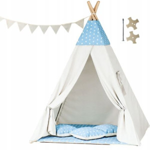 Tipoo namiot teepee dla dzieci-gwiazdki niebieskie z beż
