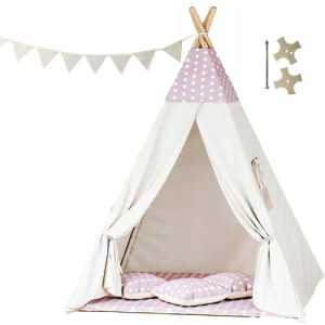 Tipoo namiot teepee dla dzieci-grochy róż z beż
