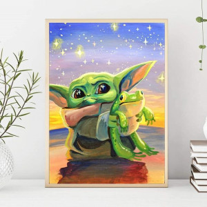 Haft Diamentowy/ Obraz 5D/ - Baby Yoda, rozm. 40x50 cm