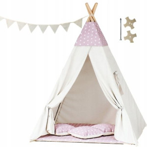Tipoo namiot teepee dla dzieci-gwiazdki róż z beż