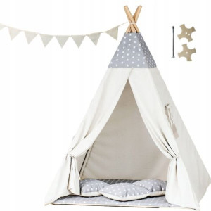 Tipoo namiot teepee dla dzieci-gwiazdki szare z beż