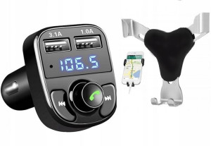 Transmiter Fm Mp3 Bluetooth + Uchwyt Grawitacyjny