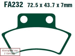 Klocki hamulcowe EBC FA232R (kpl. na 1 tarcze) (odpowiednik PROX 37.204402)