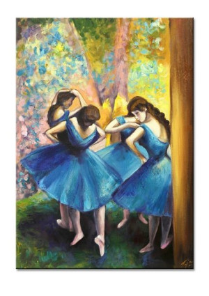 Obraz olejny ręcznie malowany 50x70cm Edgar Degas Błękitne tancerki