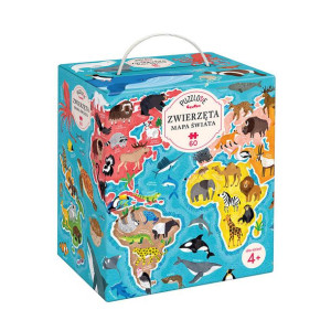 Puzzle dla dzieci Puzzlove CzuCzu Zwierzęta Mapa świata 60el