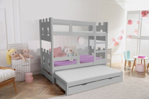 Łóżko piętrowe dla dzieci ZAMEK 3 osobowe + materace gratis!