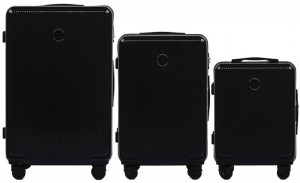 Zestaw 3 Walizki Podróżne Pc565 100% Policarbon Black