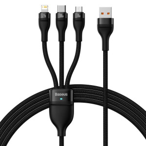 Baseus Kabel Flash Series II 3w1 USB na Typ C, Lightning, micro USB 100W 6A