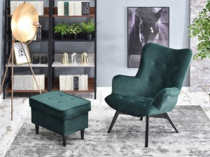 Piękny Masywny Fotel Uszak Salon