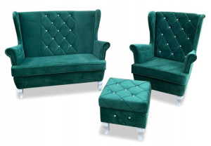 ZESTAW SKANDYNAWSKI SOFA 2 os.+FOTEL+ Podnóżek