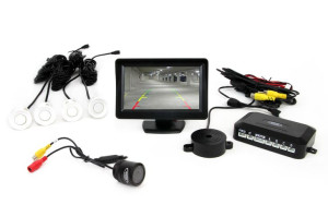 Zestaw czujników 4 sensory białe TFT 4,3 z kamerą Night Vision 301