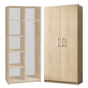 Szafa 2d ubraniowa Zetel 75cm sonoma półki wieszak